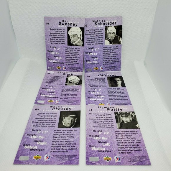 1996 Mint Be A Player Upper Deck Lot Of 6 New York Vintage Hockey Trading Cards - Picture 3 of 10